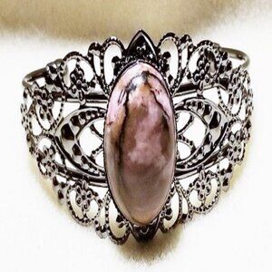 Rhodonite Filigree Cuff Bracelet